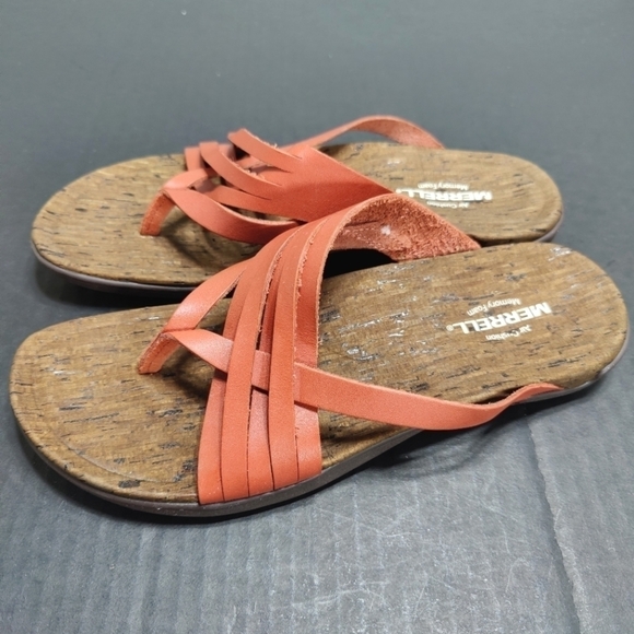 Merrell Shoes - Merrell Redwood District Mahana Redwood Leather Sandals Flip Flops Women's Sz 8